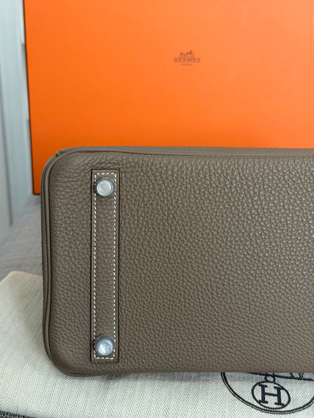 Hermès Etoupe Togo Leather PHW Birkin 30 Stamp A 2017