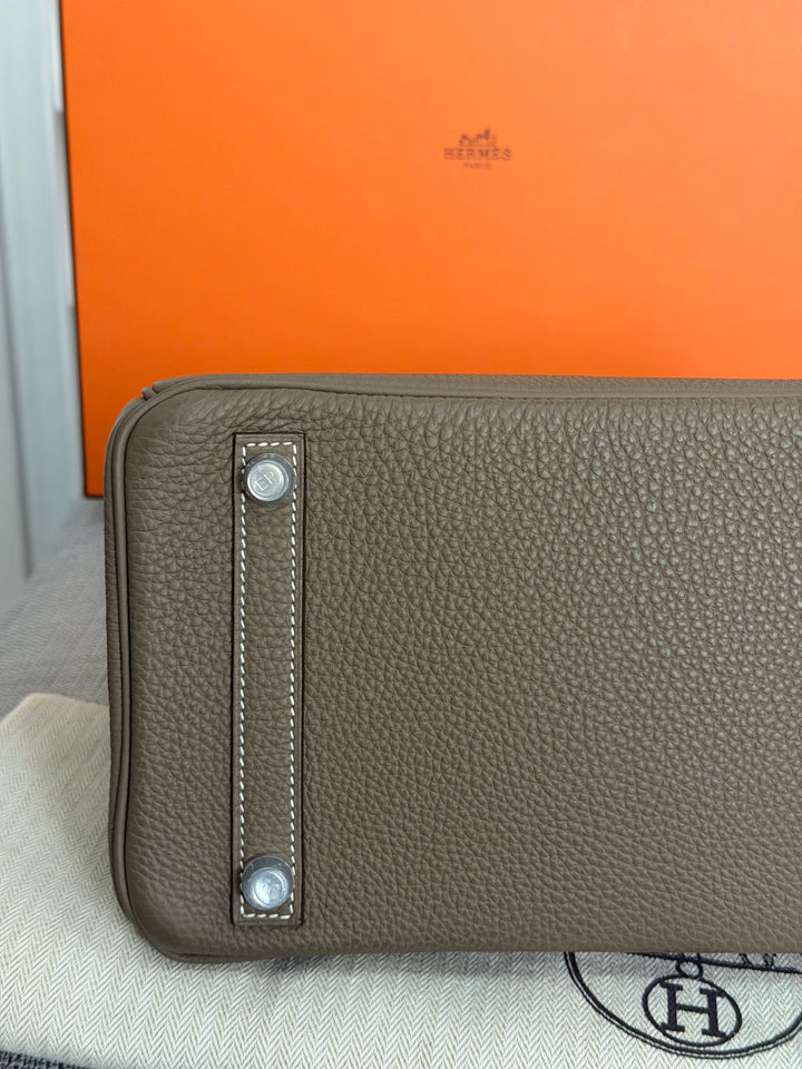 Hermès Etoupe Togo Leather PHW Birkin 30 Stamp A 2017