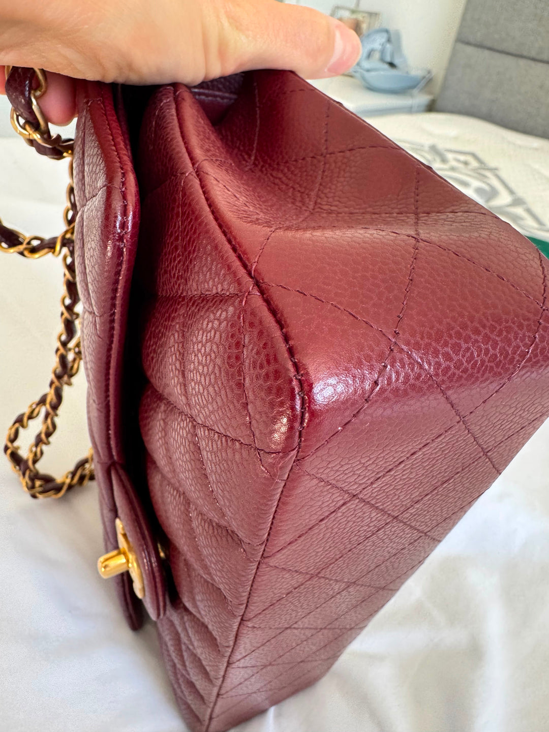 CHANEL series 21 2015 15B Burgundy Caviar GHW Medium ML Timeless Classic Double Flap Bag