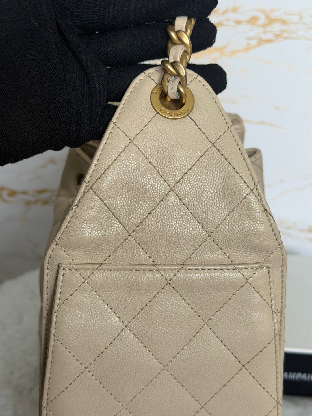 CHANEL Beige Caviar Aged GHW 25 Hobo Bag size SMALL 2025 25S collection