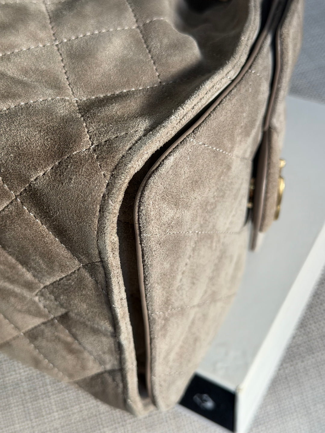 CHANEL Grey Suede 25 Hobo Bag size SMALL aged GHW 2025/2026