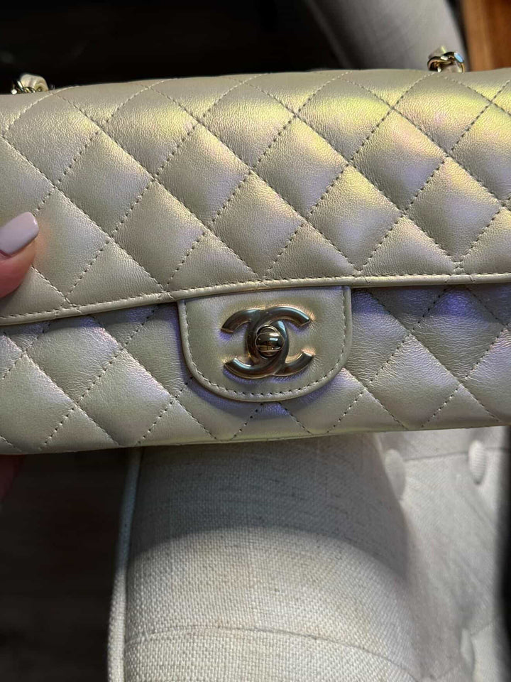 CHANEL series 31 Iridescent Ivory Calf Skin LGHW Mini Rectangular Flap Bag 20B collection 2020