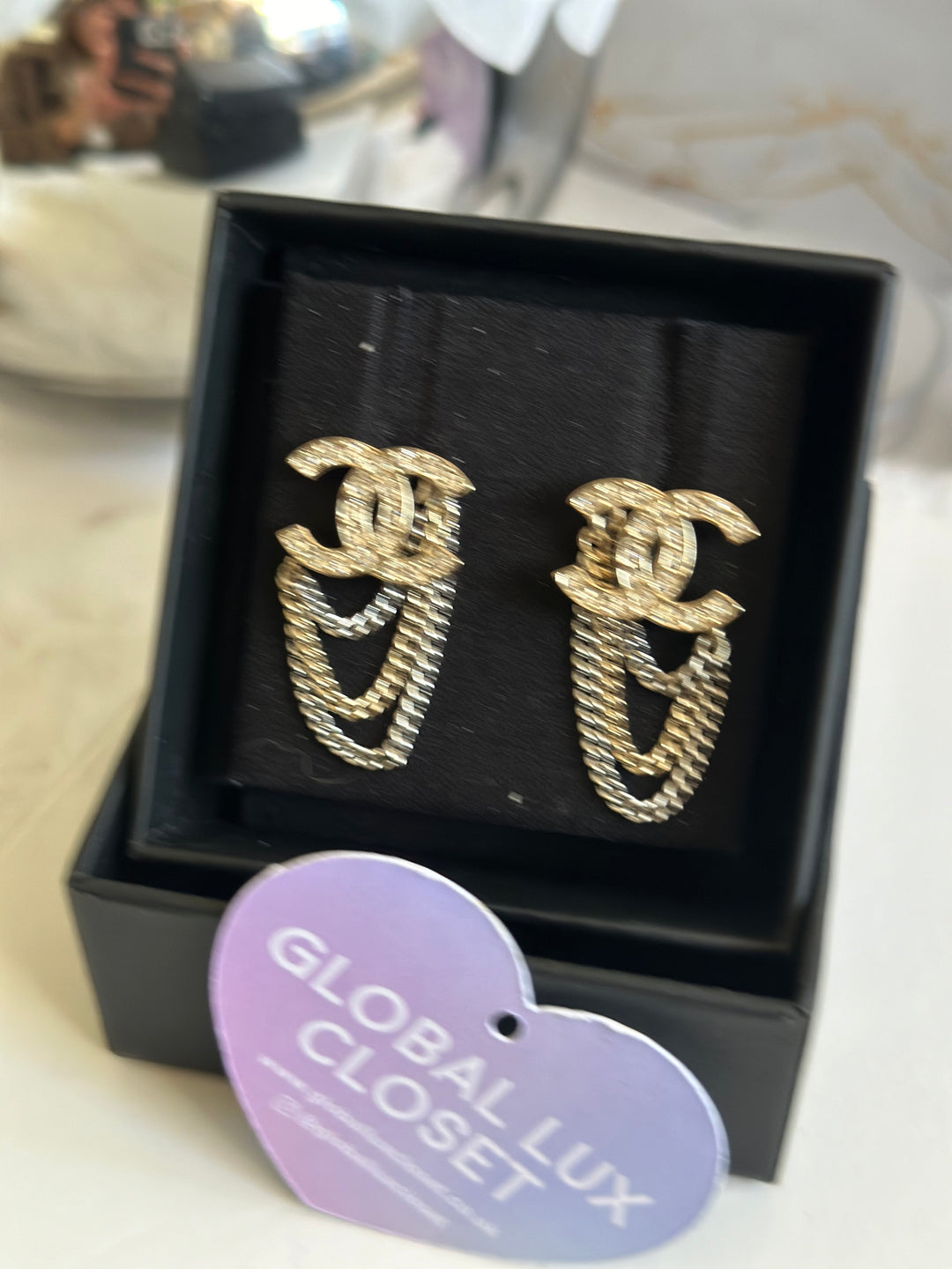 Chanel 21S LGHW Multi Chain Gold Tone Earrings