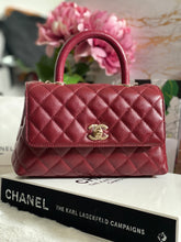 Load image into Gallery viewer, Chanel 21A 2021 Fall/Winter collection Burgundy caviar LGHW Coco Handle Flap Bag size Small with detachable Shoulder Strap
