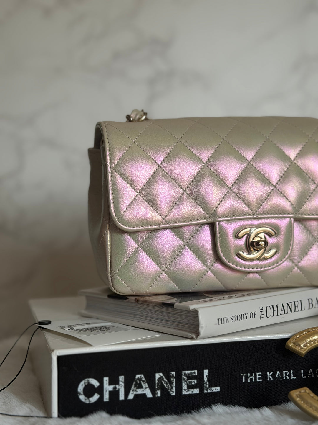 CHANEL 20B Iridescent Ivory Calf skin LGHW Mini Rectangular Flap Bag 2020