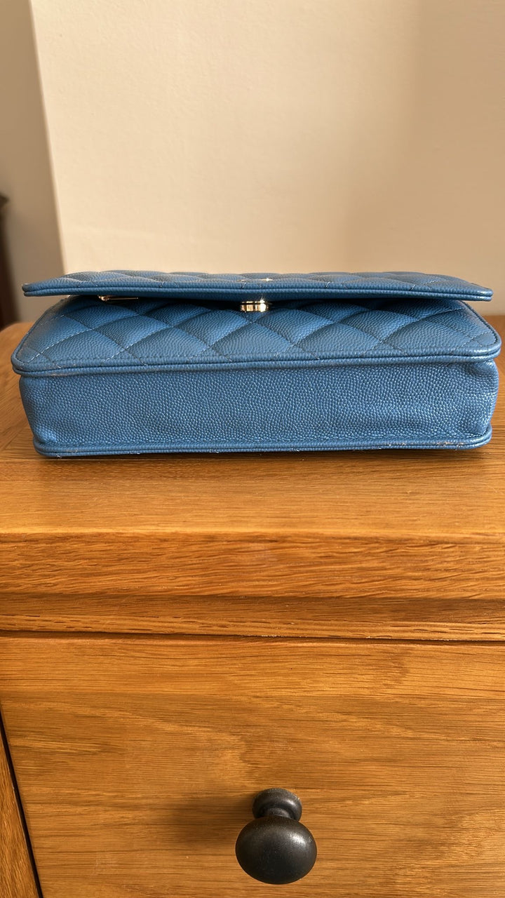 CHANEL series 30 Blue Jean Caviar LGHW Classic Wallet On Chain (WOC) 2020
