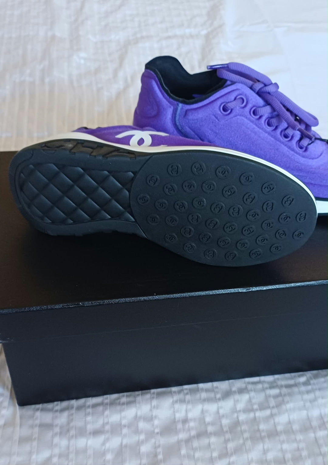 CHANEL 19P Purple Lycra Trainers size EU 35.5
