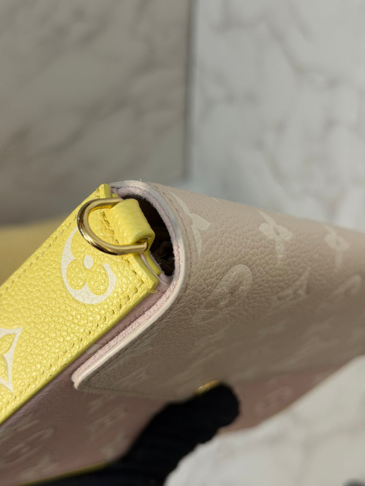 LOUIS VUITTON LV Pochette Felicie 2022 Pink/Beige/Yellow Emprinte Leather