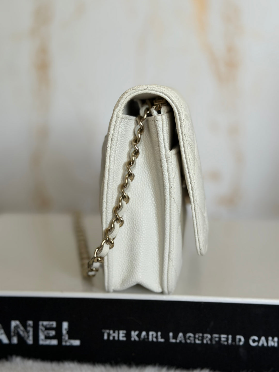 CHANEL White Caviar LGHW Classic Wallet on Chain (WOC) 2024
