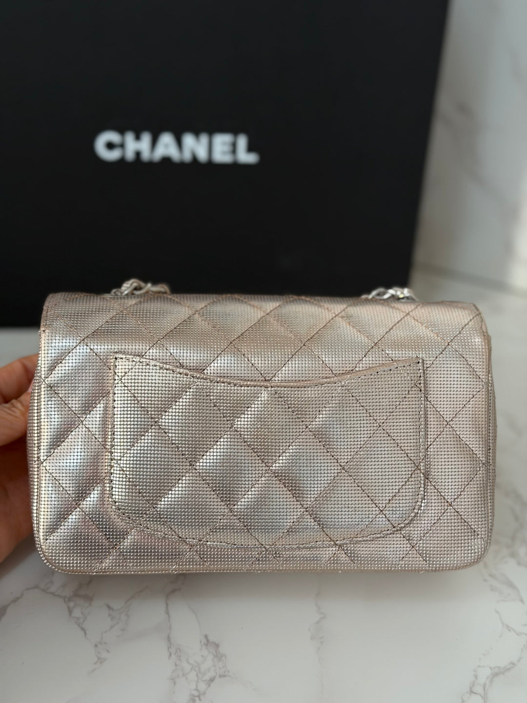 CHANEL series 21 16C 2016 Pixel Pinky Gold Calf Skin SHW Mini Rectangular Flap Bag