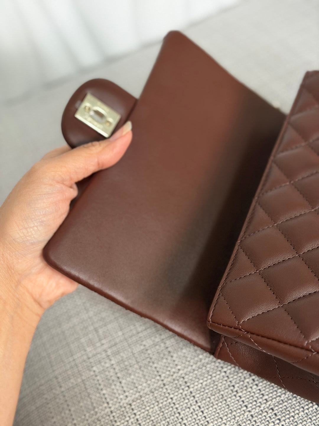 CHANEL 25K collection 2025 Brown Lambskin LGHW Mini Rectangular Flap Bag with Leather Top Handle