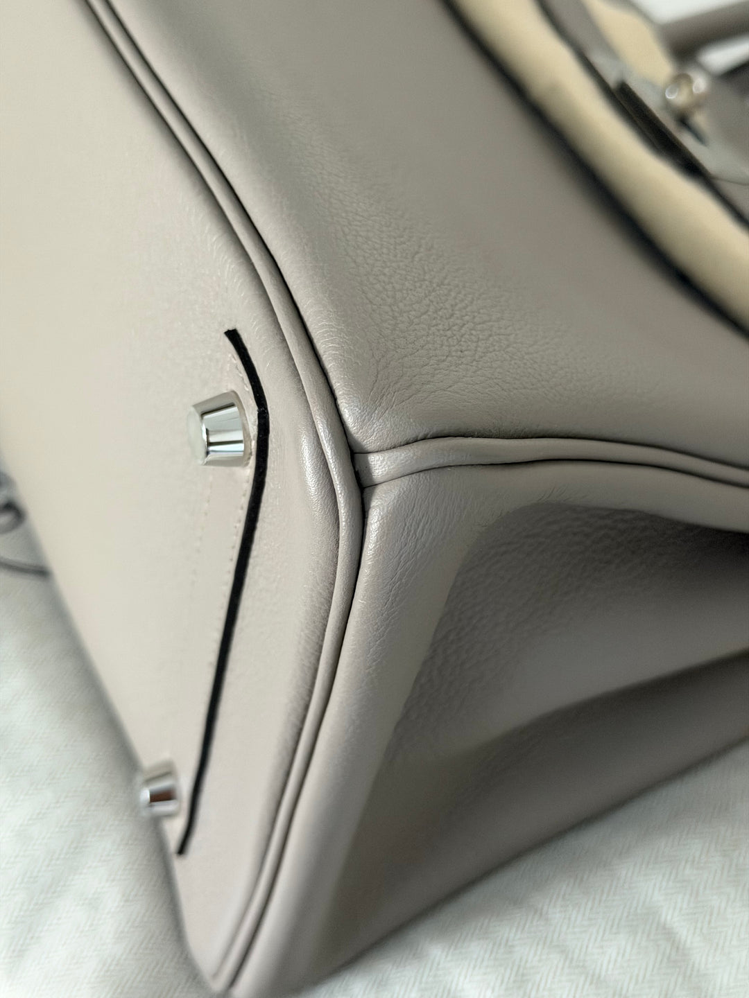 HERMES Gris Asphalt Leather Birkin 30 Bag Palladium Hardware Stamp D 2019