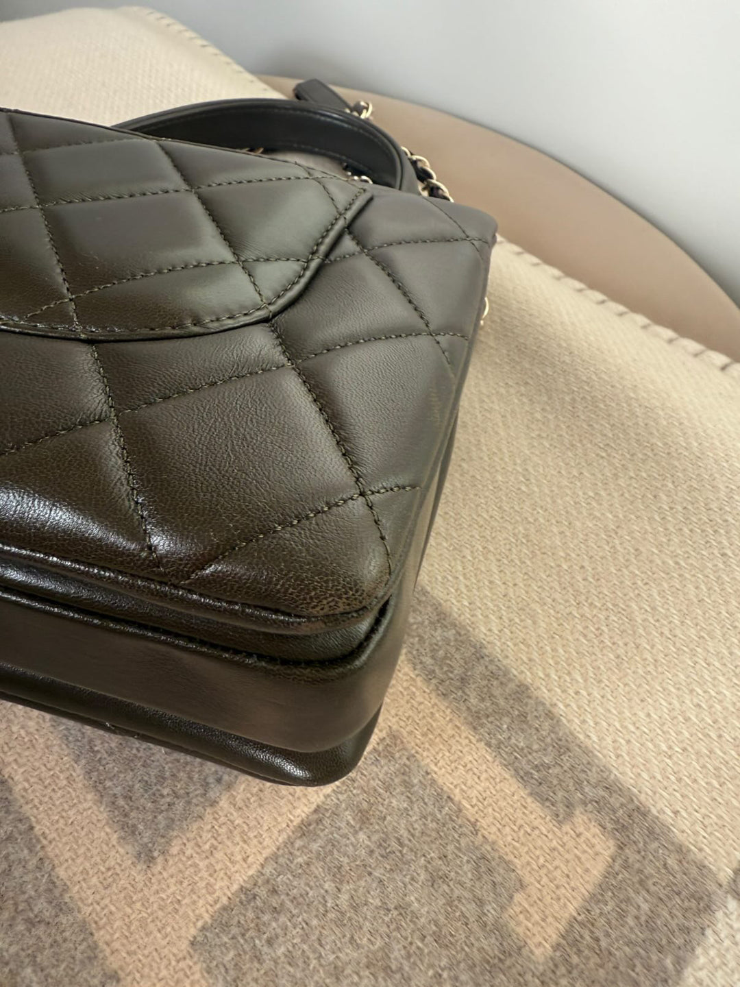 CHANEL series 23 2016 Khaki Green Lambskin LGHW Trendy CC Flap bag size Small with detachable chain