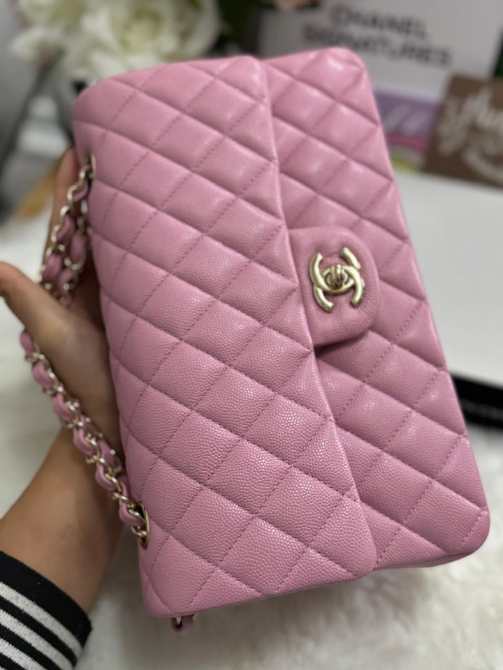 CHANEL 22S 2022 Dark Pink Caviar LGHW Medium ML Timeless Classic Double Flap Bag