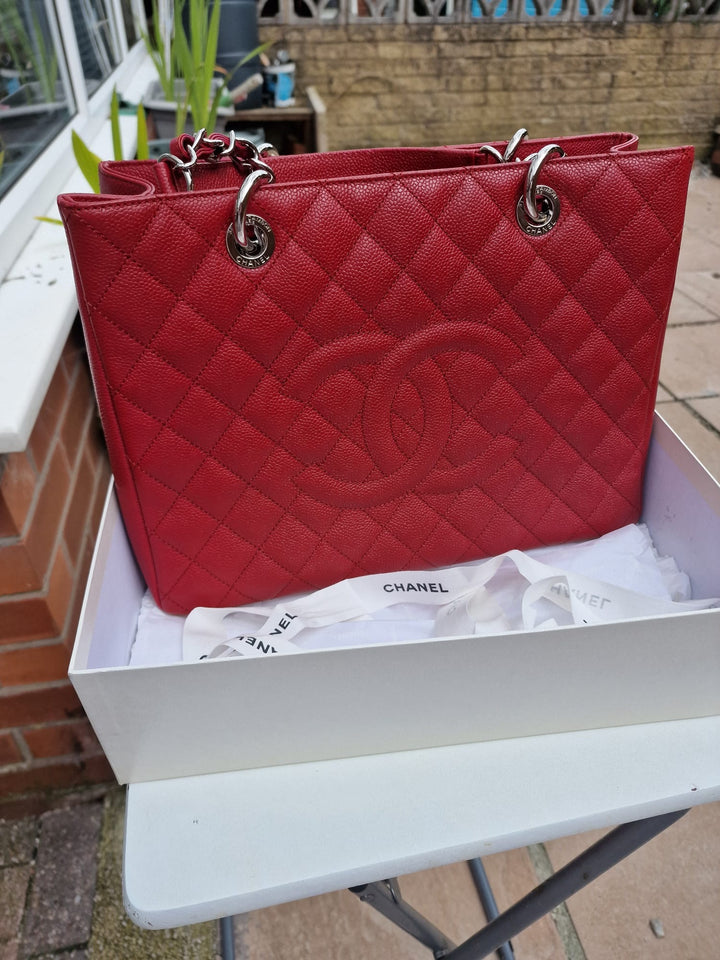 Chanel series 17 2012 Red Caviar SHW Grand Shopping Tote Bag (GST)