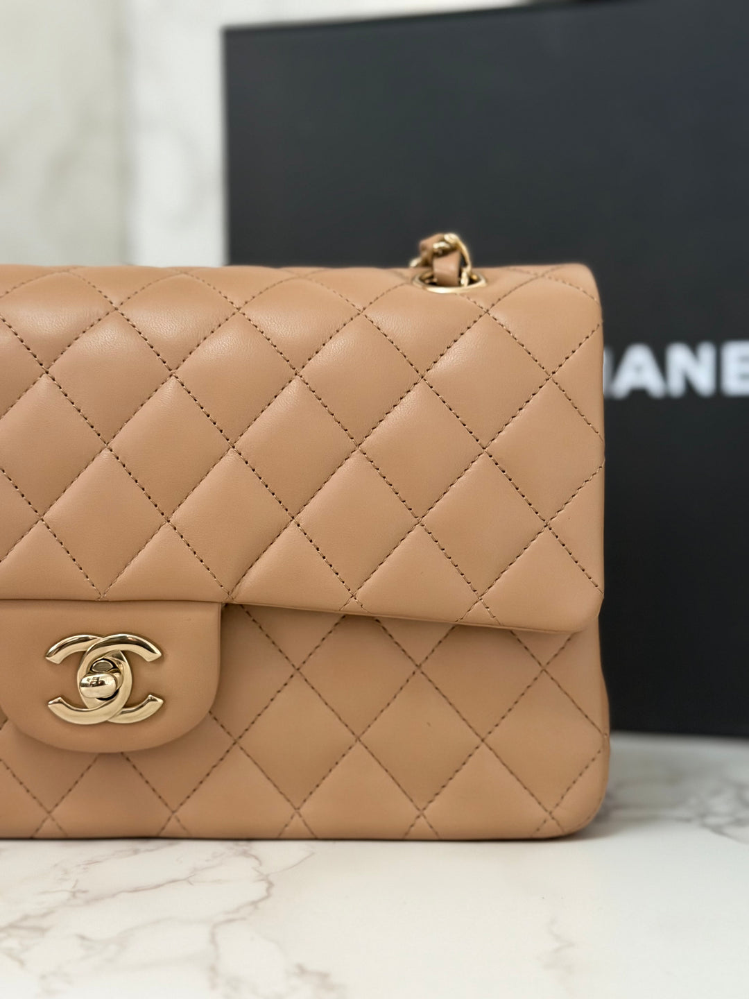 CHANEL 22K collection 2022 Dark Beige Lambskin LGHW Medium ML Timeless Classic Double Flap Bag