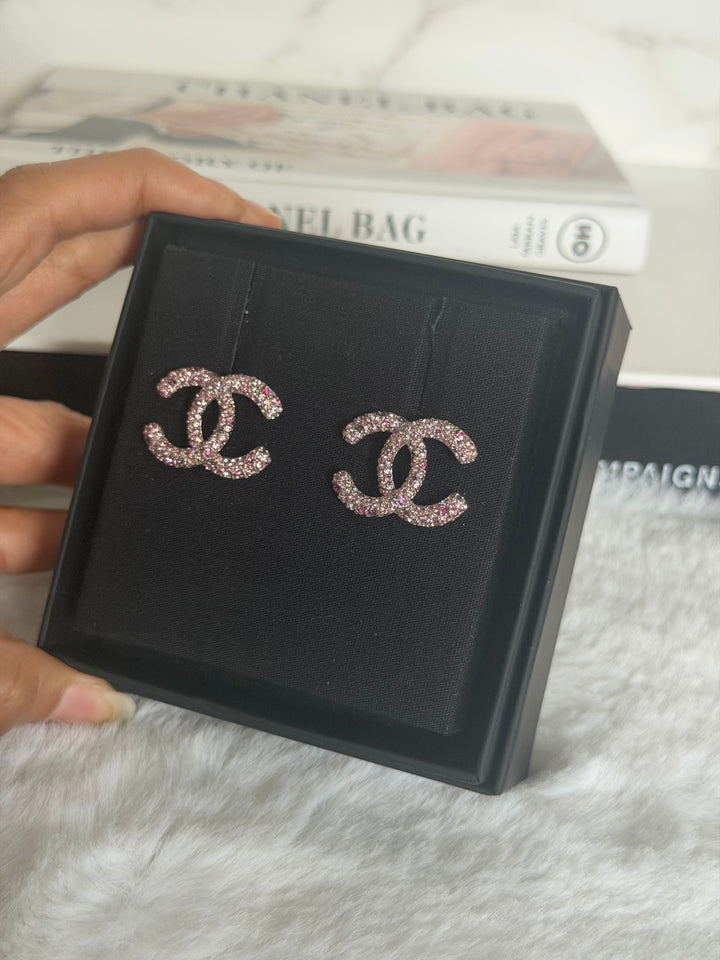 CHANEL 26A 2026 Pink Multi coloured Crystal Earrings 2 cms