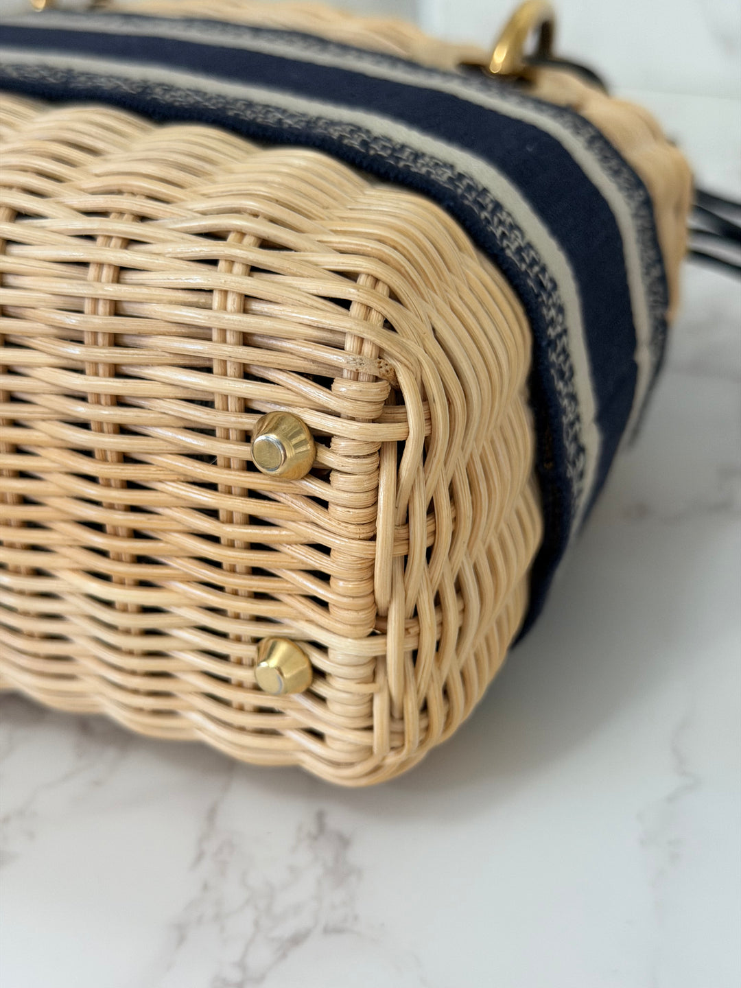 DIOR Lady Dior Wicker Bag Oblique Canvas in Black and Cream size Mini