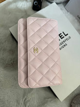 Load image into Gallery viewer, Chanel 22P 2022 Pre Spring/Summer Collection Light Sakura Pink Caviar LGHW Timeless Classic Wallet on chain (WOC)
