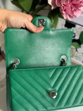 Load image into Gallery viewer, Chanel series 24 (2017) Green Caviar SHW Chevron Mini Rectangular Flap Bag
