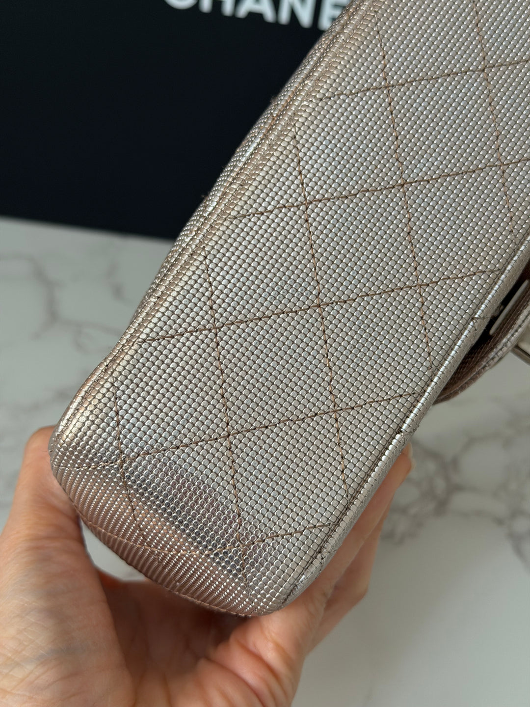 CHANEL series 21 16C 2016 Pixel Pinky Gold Calf Skin SHW Mini Rectangular Flap Bag