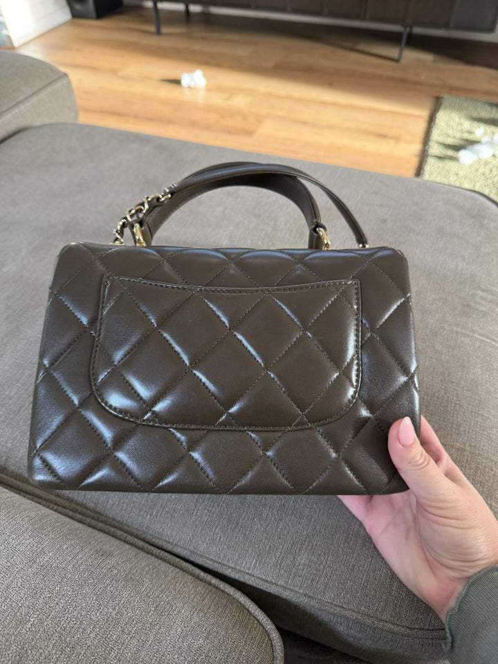 CHANEL series 23 2016 Khaki Green Lambskin LGHW Trendy CC Flap bag size Small with detachable chain