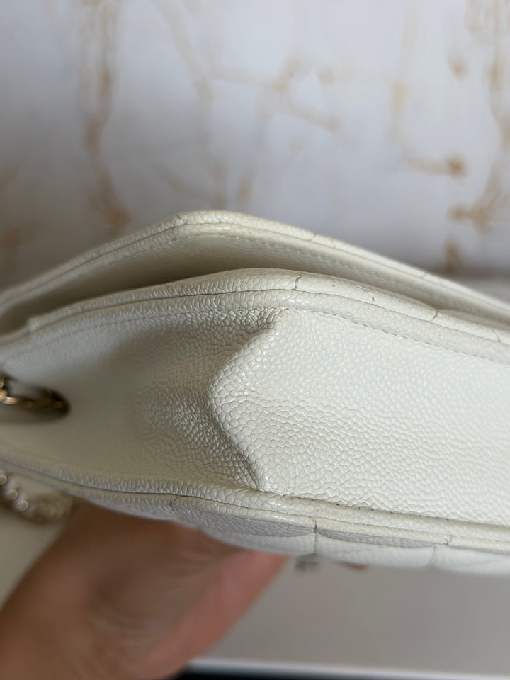 CHANEL White Caviar LGHW Classic Wallet on Chain (WOC) 2024