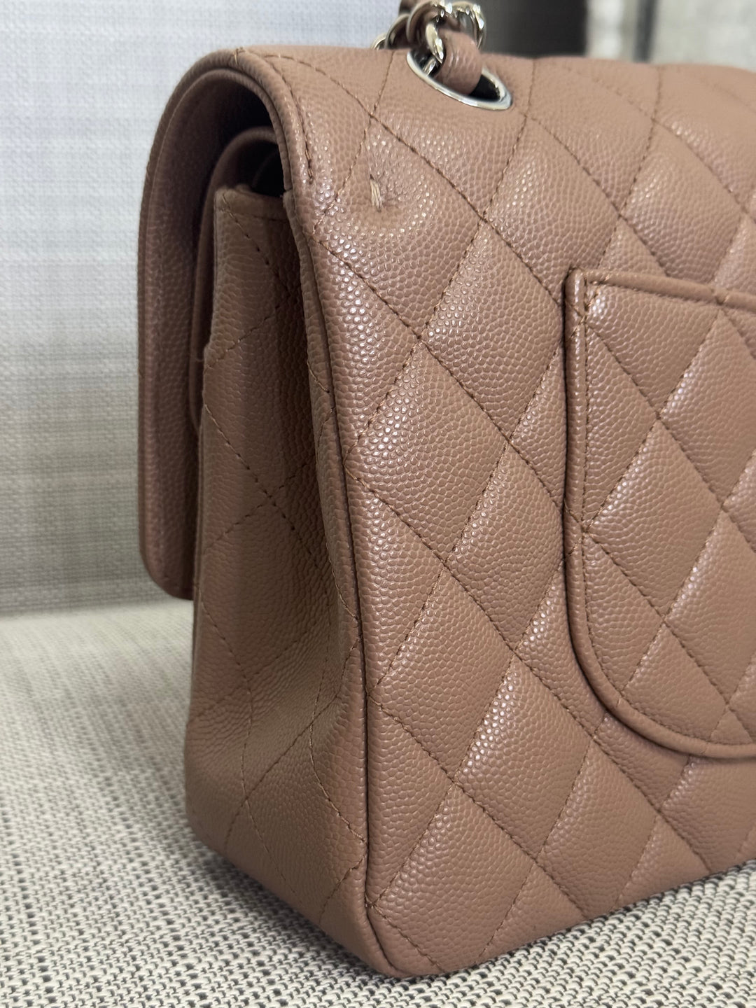 Chanel series 24 17B 2017 Fall/Winter Collection Taupe Caviar SHW Medium ML Timeless Classic Double Flap Bag