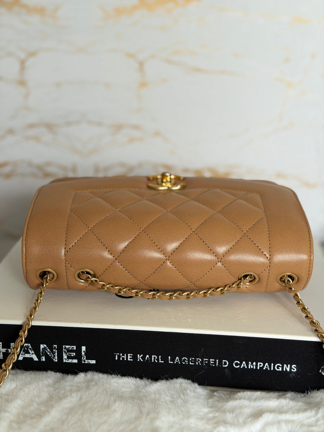 CHANEL series 21 Caramel Brown Lambskin aged GHW Diana Reissue Flap Bag size SMALL 2015