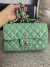 Load image into Gallery viewer, Chanel series 31 21C collection 2020/2021 Pastel Mint Green Lambskin Champagne GHW Mini Rectangular Flap Bag
