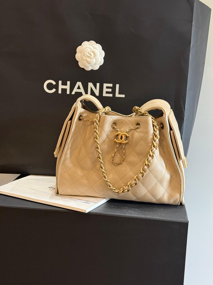 CHANEL Beige Caviar Aged GHW 25 Hobo Bag size SMALL 2025 25S collection