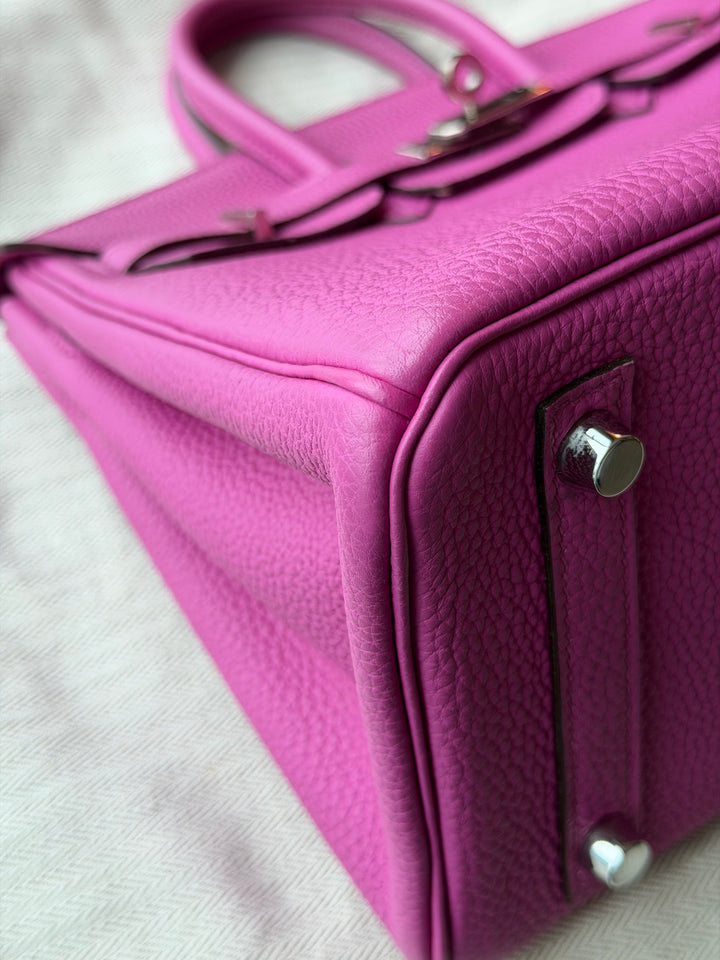 HERMÈS Rose Pourpre Togo Leather PHW Birkin 25 stamp C 2017