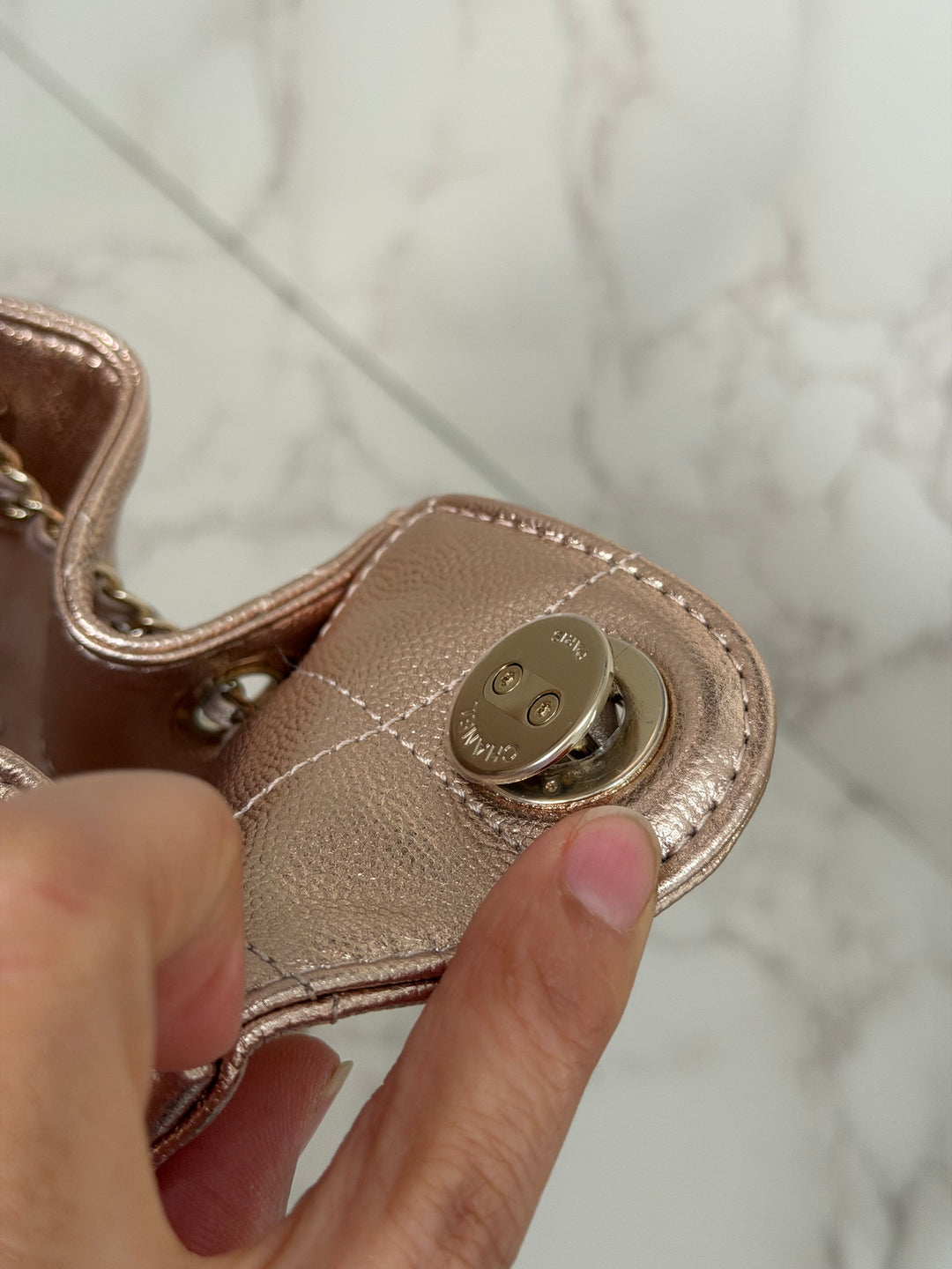 CHANEL 26C collection Mini 25 Hobo Bag in Rose Gold (Copper) Caviar Shiny GHW