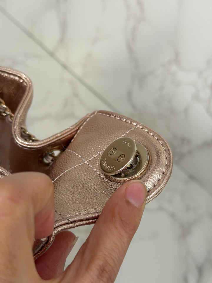 CHANEL 26C collection Mini 25 Hobo Bag in Rose Gold (Copper) Caviar Shiny GHW