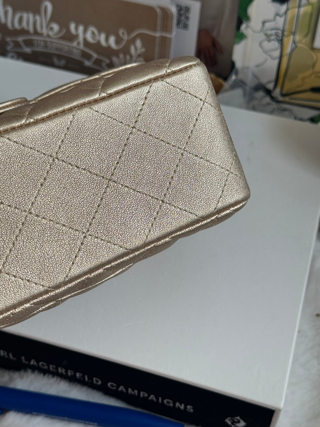 Chanel 21P series 31 Iridescent Gold Lambskin LGHW Mini Rectangular Flap Bag