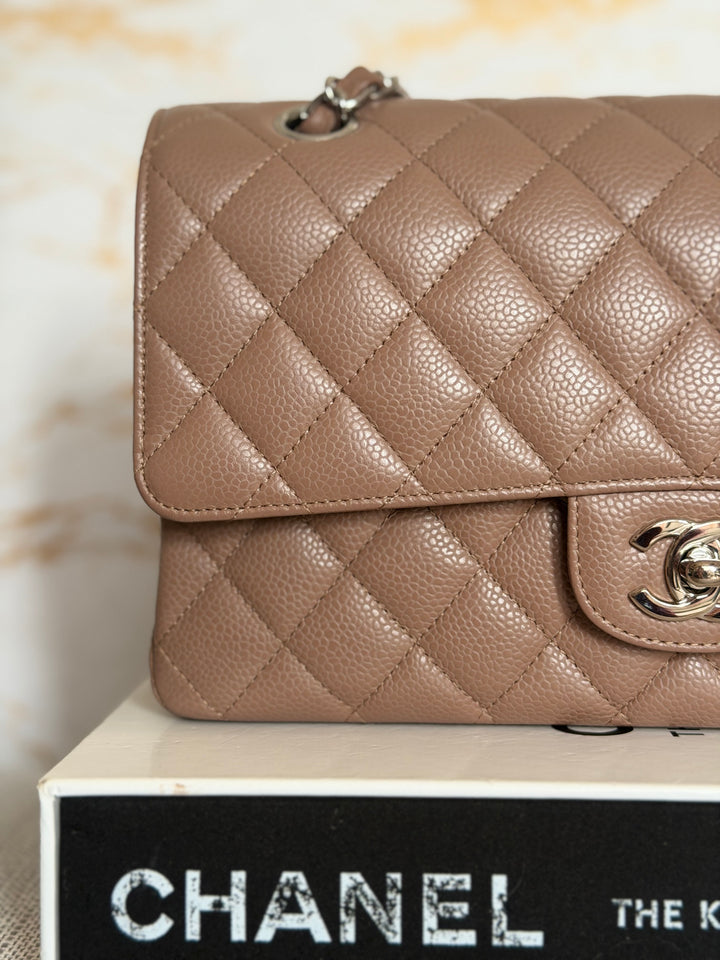 CHANEL series 13 Dark Beige Taupe Caviar SHW Medium ML Classic Double Flap Bag 2011