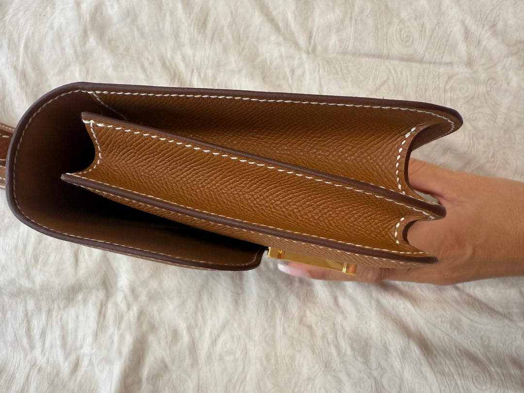 HERMES Constance 18 Gold Epsom Leather GHW Flap bag Stamp B 2023