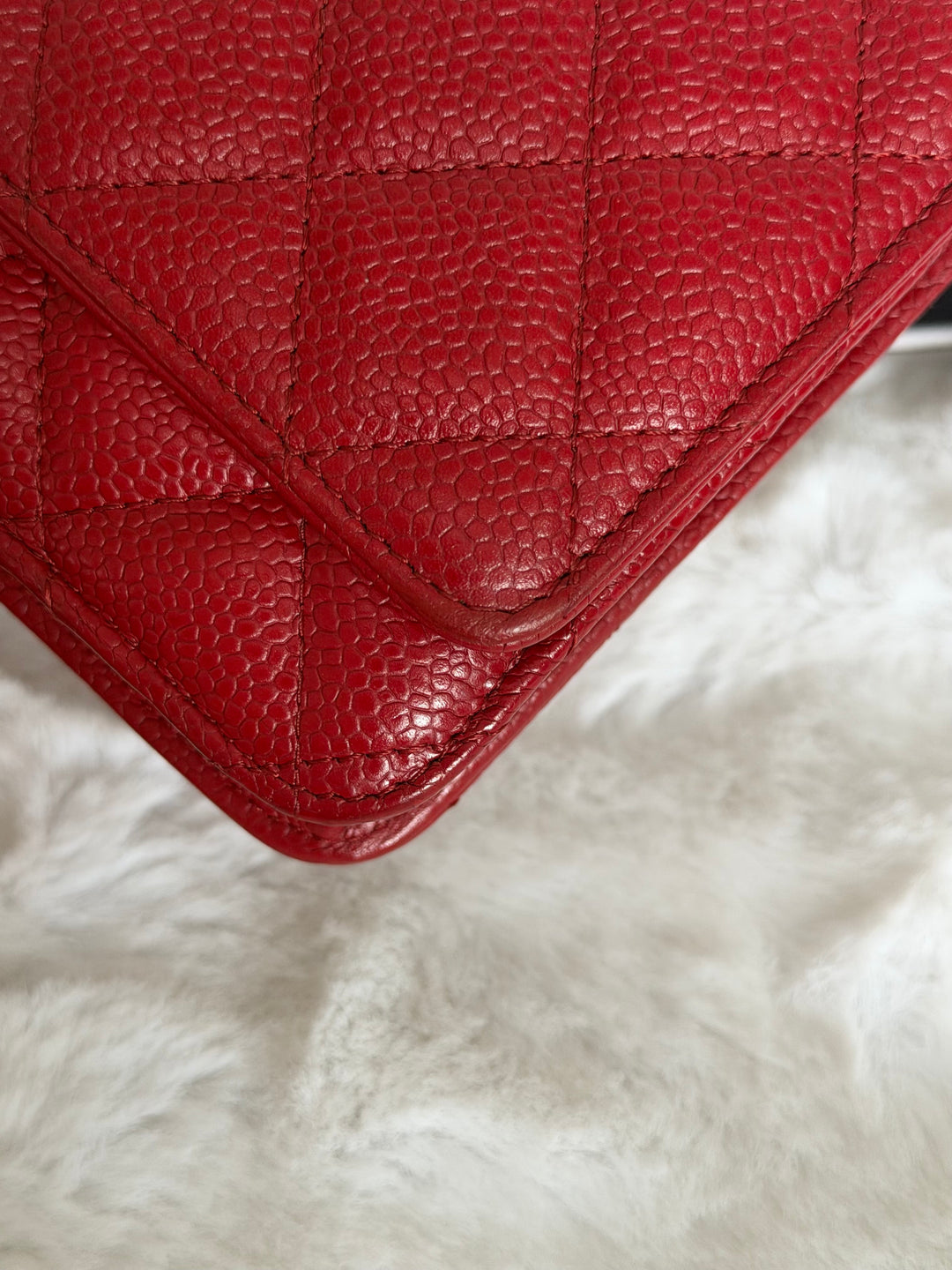 CHANEL series 19 Red Caviar Classic Wallet on chain (WOC) SHW 2014/2015