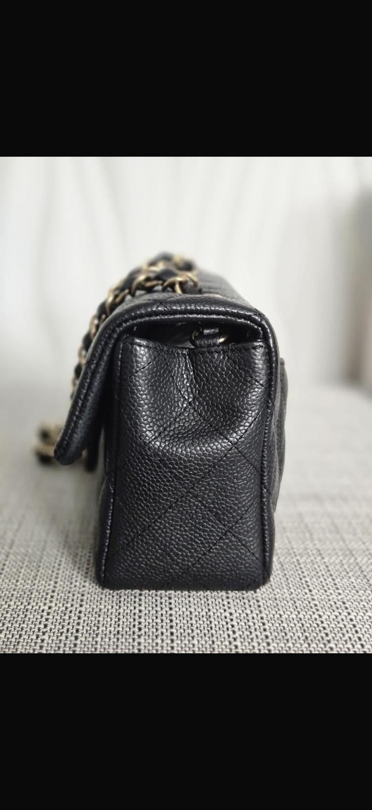 CHANEL series 20 Black Caviar Brushed GHW Mini rectangular Flap Bag
