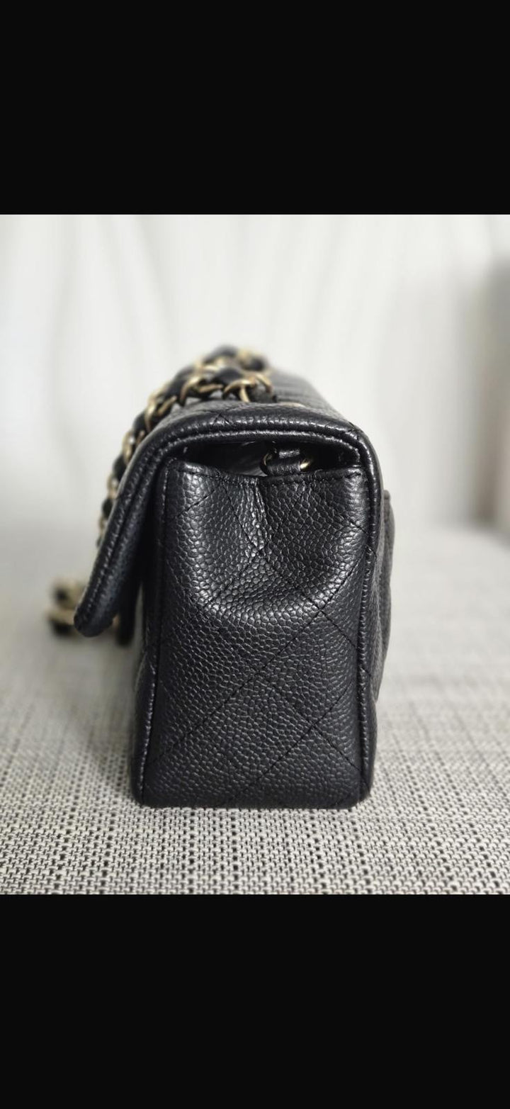 CHANEL series 20 Black Caviar Brushed GHW Mini rectangular Flap Bag