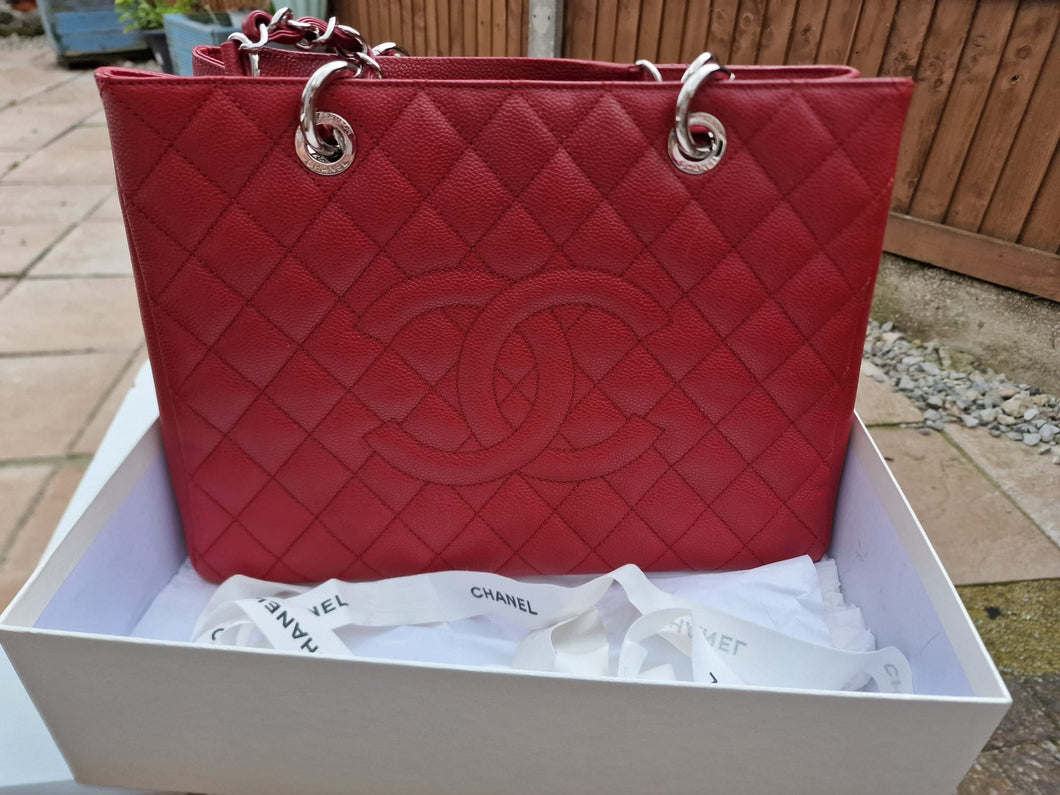 Chanel series 17 2012 Red Caviar SHW Grand Shopping Tote Bag (GST)