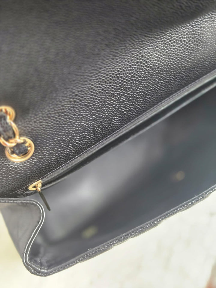 Chanel series 13 2010 Black Caviar Maxi Single Flap Bag with GHW
