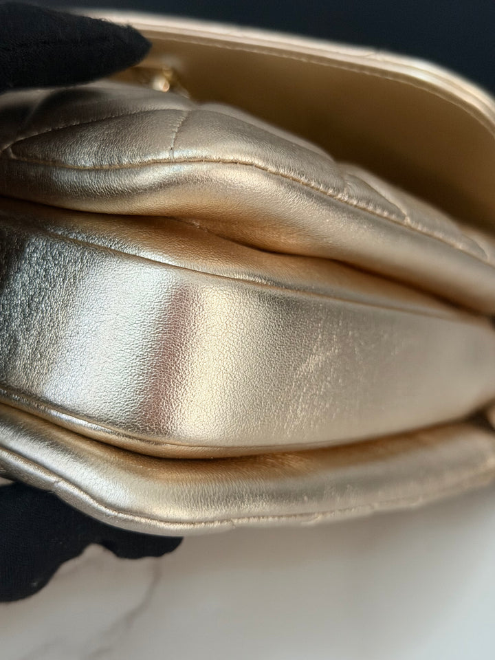 CHANEL series 30 Metallic Gold Lambskin LGHW Trendy CC top Handle Bag with non detachable Strap size SMALL 2020