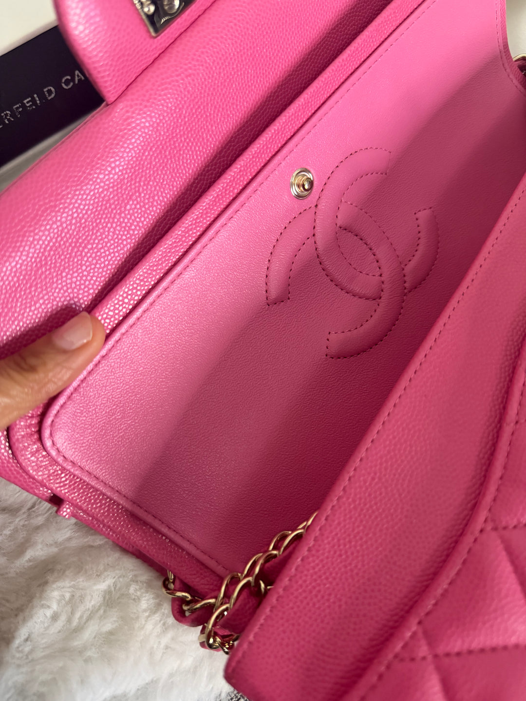 CHANEL series 27 19C Barbie Pink Caviar LGHW 11.12 Medium M/L Timeless Classic Double Flap Bag