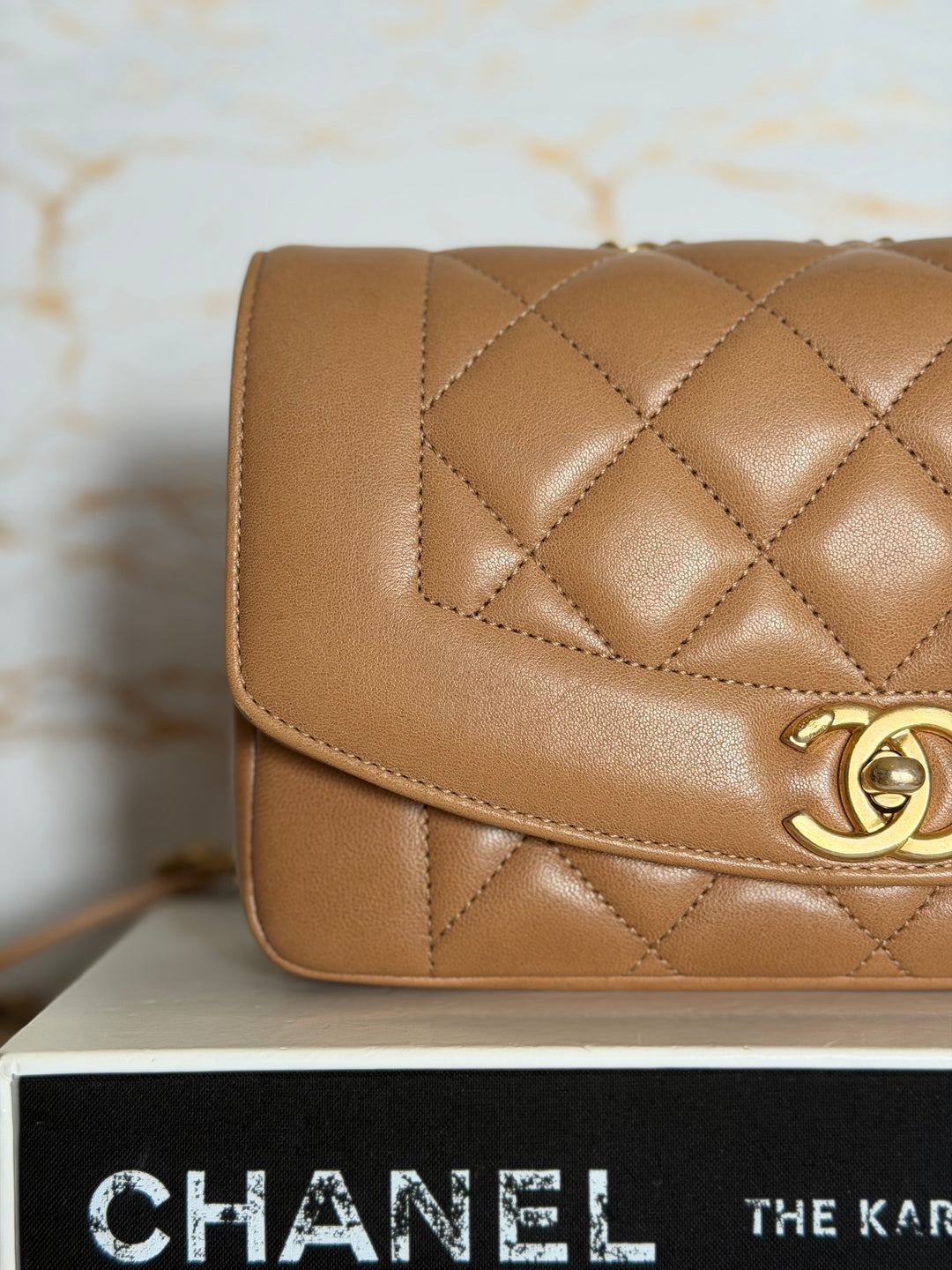 CHANEL series 21 Caramel Brown Lambskin aged GHW Diana Reissue Flap Bag size SMALL 2015