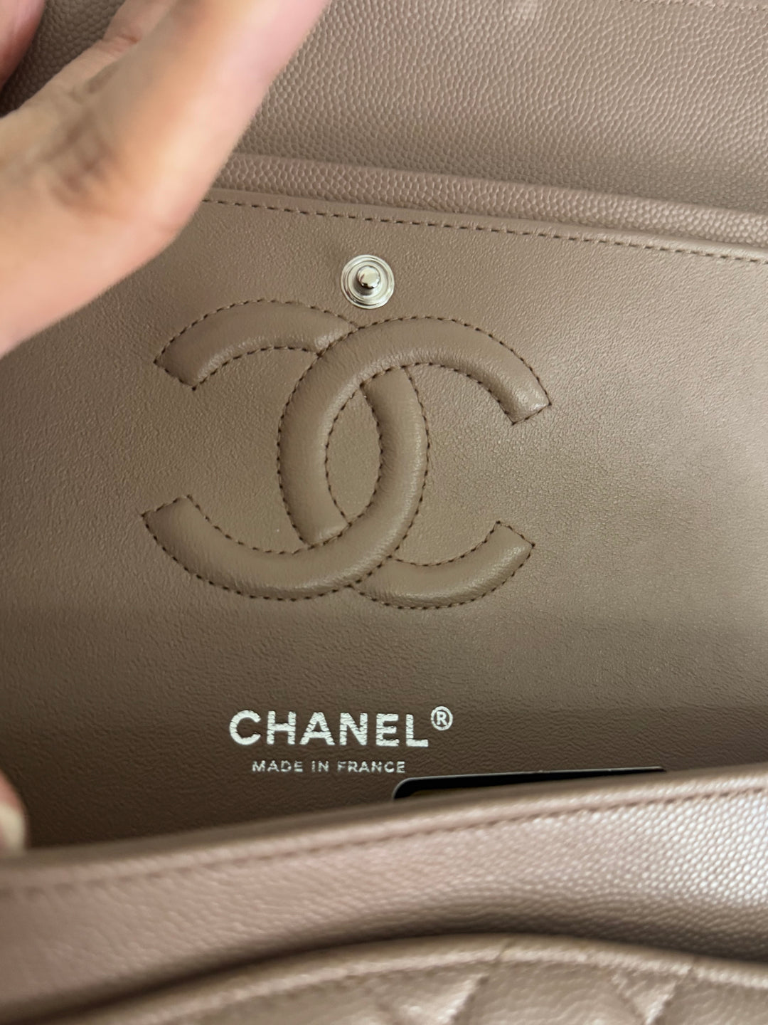 Chanel series 24 17B 2017 Fall/Winter Collection Taupe Caviar SHW Medium ML Timeless Classic Double Flap Bag