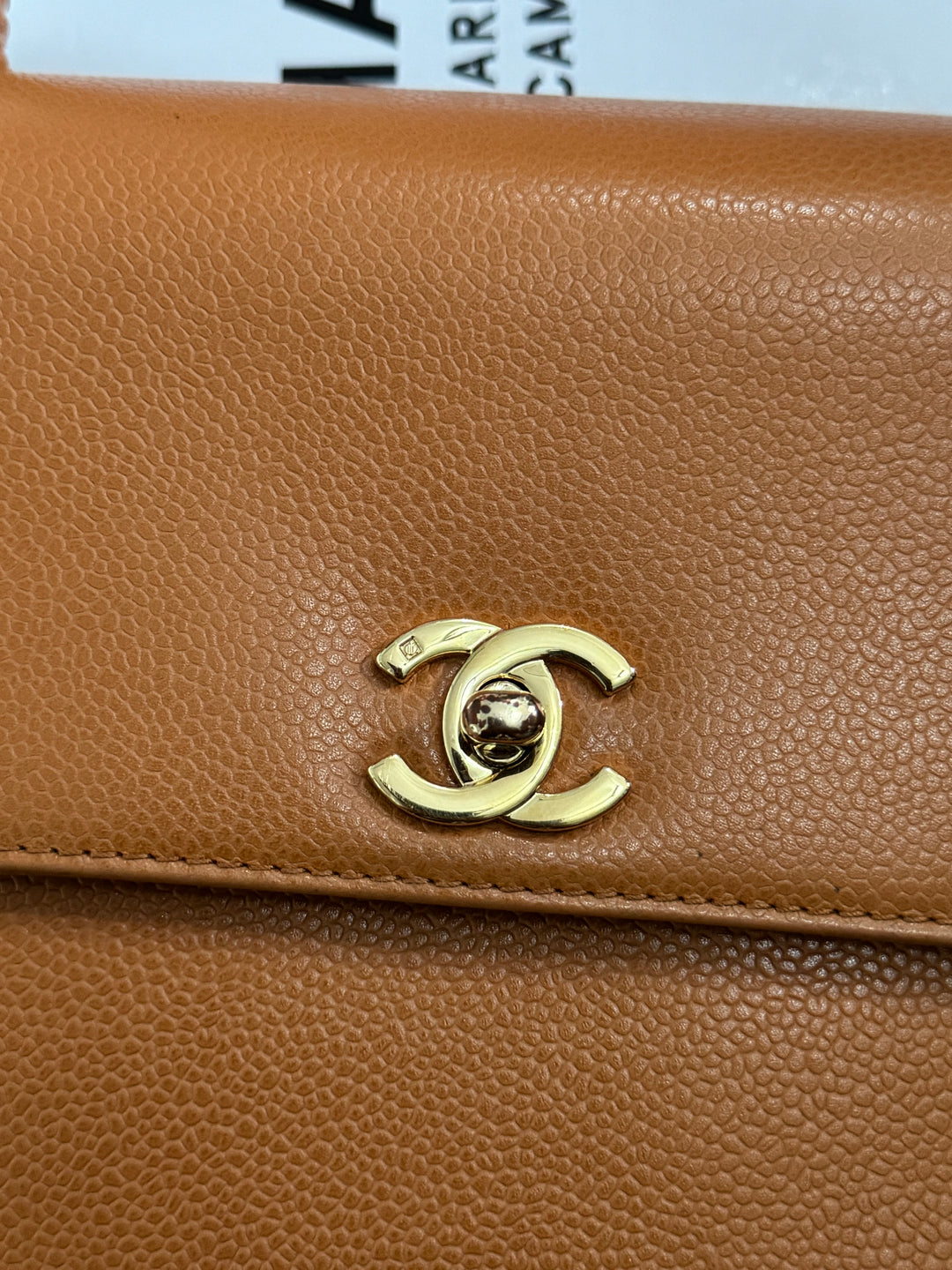 Chanel series 5 circa 1999 Kelly Top Handle Flap 24K GHW in Orange Caviar A12391