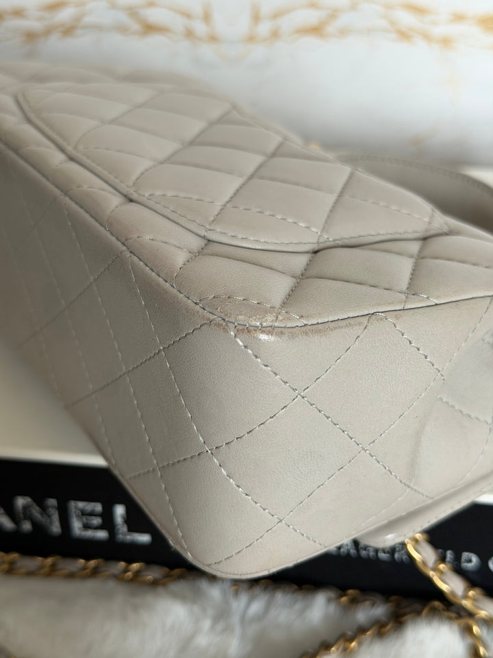 CHANEL Grey Lambskin aged GHW Mini Rectangular Flap bag Top Handle 2021 21A collection