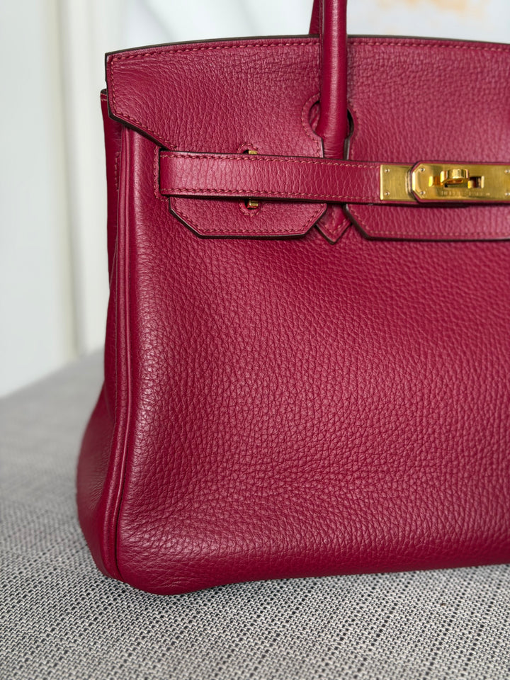 WA/Email to Purchase only- Hermes Rouge Grenat Togo Leather GHW Birkin 35 Stamp X 2016
