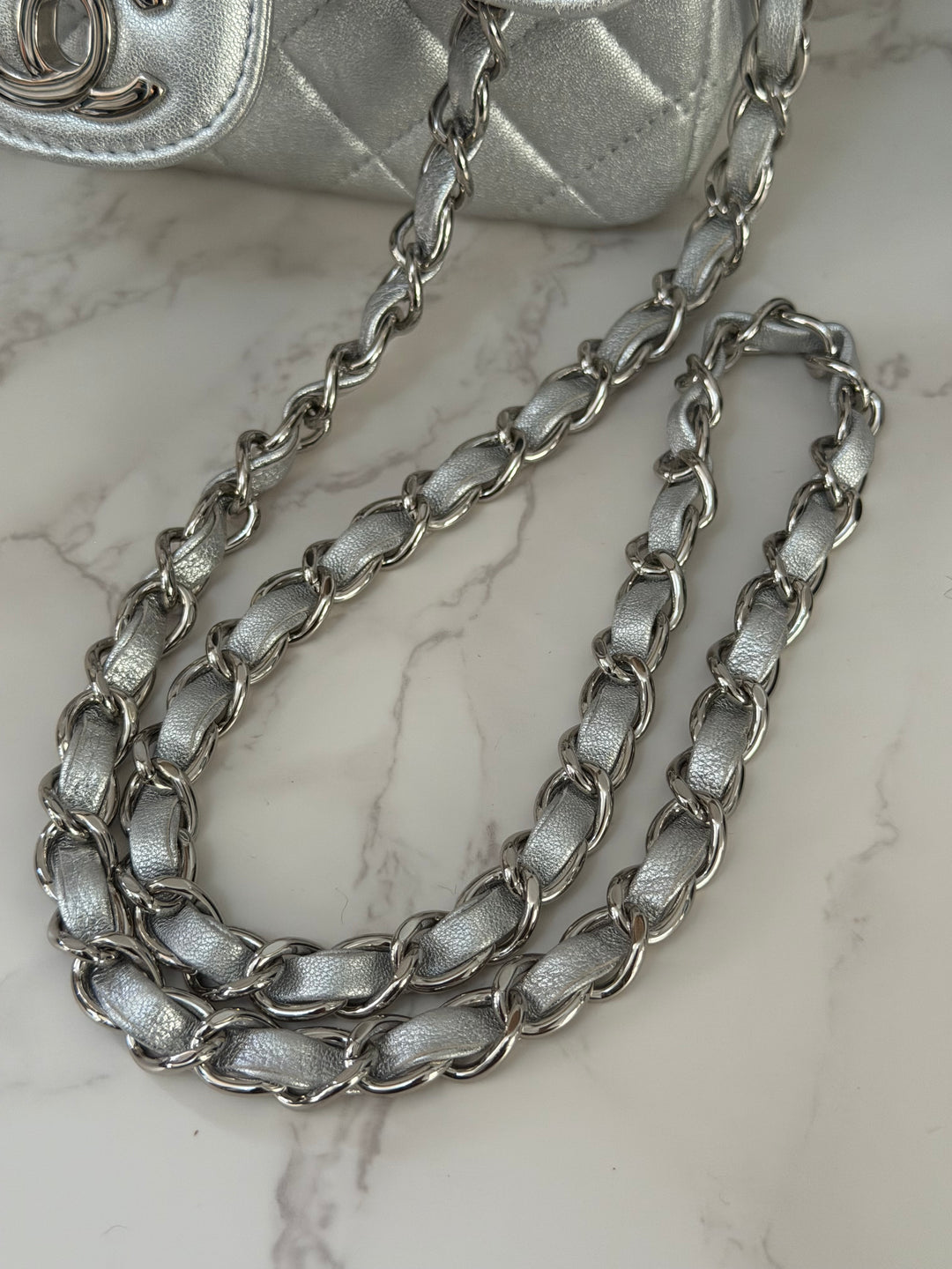 Chanel Series 31 21P Collection Iridescent Silver lambskin SHW Square Mini Flap Bag 2021